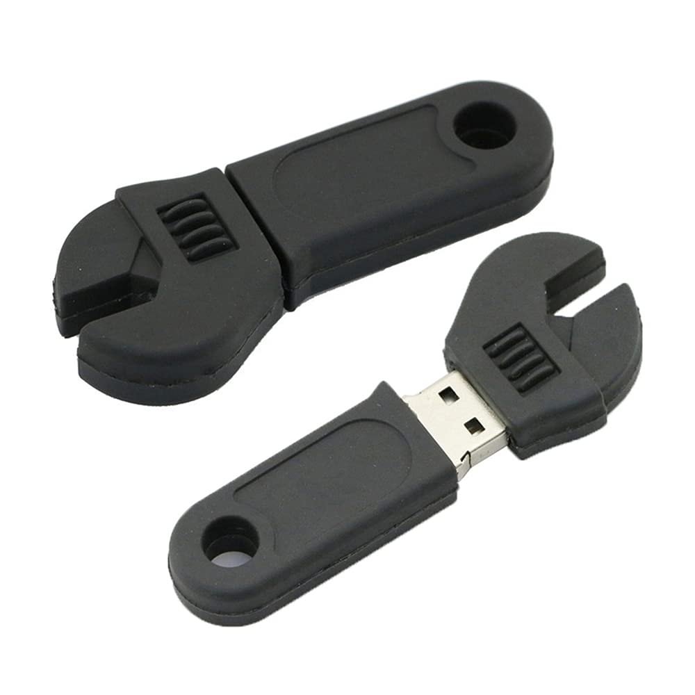 128GB Wrench Shape USB 2.0 Flash Drive Memory Stick Thumb Drive USB Drive Pen Drive USB Flash Disk U Disk USB Stick PenDrive with Chain (Black)