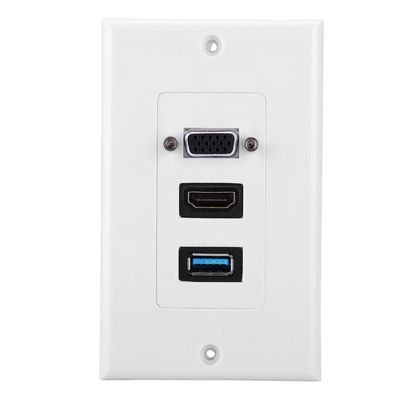Zopsc USB VGA Wall Socket Panel, Premium ABS Wall Mount Adapter with USB 3.0 Ports for Home Theater and Office Setup