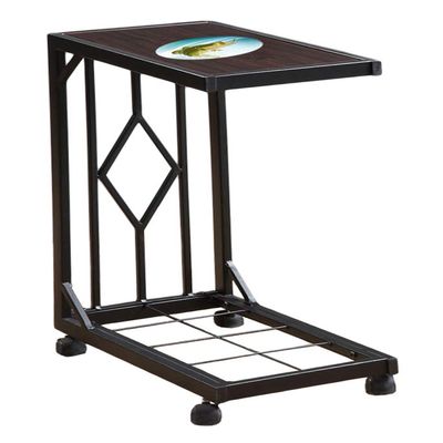 Slide Under Laptop/TV Tray with Wheels in a Black Metal Finish Featuring Your Choice of an Animal Themed Vinyl Decal (Bass)