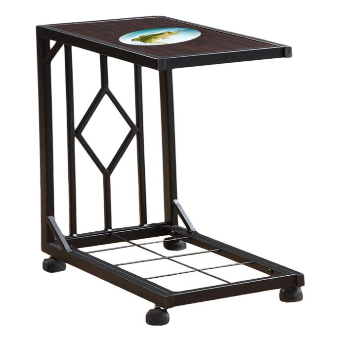 Slide Under Laptop/TV Tray with Wheels in a Black Metal Finish Featuring Your Choice of an Animal Themed Vinyl Decal (Bass)