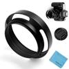 46mm Hollow Lens Hood Universal Metal Hollow Vented Tilted Curved Lens Hood Sunshade with Centre Pinch Lens Cap for Leica Canon Nikon Sony Pentax Olympus Fuji Camera + Microfiber Cleaning Cloth view 1