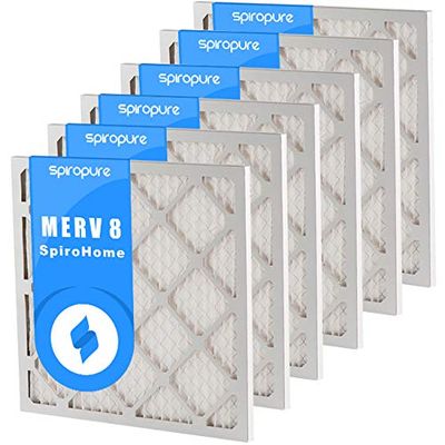 SpiroPure 13.38X23.18X1 MERV 8 Pleated Air Filters - Made in USA (6 Pack)
