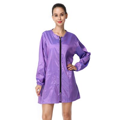 Polyester Professional Salon Smock Hair Stylist Jacket, Violet, M