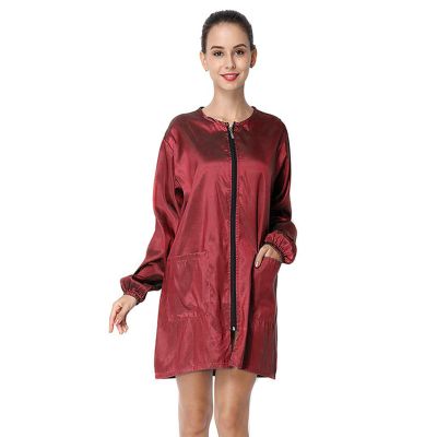 Polyester Professional Salon Smock Hair Stylist Jacket, Dark Red, M
