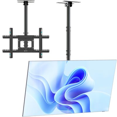 ONKRON Ceiling TV Mount for 32-80 Inch Screen up to 150 lbs, Height Adjustable Hanging TV Mount with Swivel and Tilt, VESA 100x100-600x400, Full Motion Ceiling Mount TV Bracket Drop Down, Black