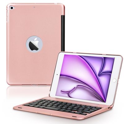 ONHI Ultra-Slim Wireless Keyboard Case for iPad mini 4 / Mini 5, Durable Plastic Alloy Shell, Smart Folio Case with Auto Sleep/Wake Function, Silent Typing Experience (iPad mini 4/5 Rose Gold)