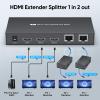 HDMI Extender Splitter 1x2, HD1080P@60Hz & 3D Visual, Extending 165ft (50m) Length Transmission Over CAT5e/CAT6/CAT7 Cable, 2 Channel Transmission with 2 HDMI Loop Out1 view 4