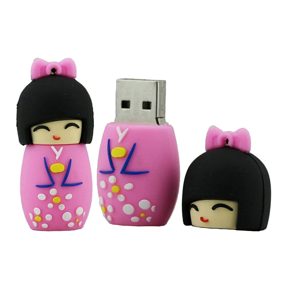 128GB Japanese Kimono Girl Shape USB Flash Drives Pen Drive Memoria Flash Stick PenDrives USB Flash Disk Thumb Drive U Disk USB Drive USB (Pink)