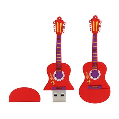 128GB Guitar Shape USB Stick USB 2.0 Flash Drives Storage Thumb Drive Memory Stick U Disk USB Drive PenDrive with Chain (Red)