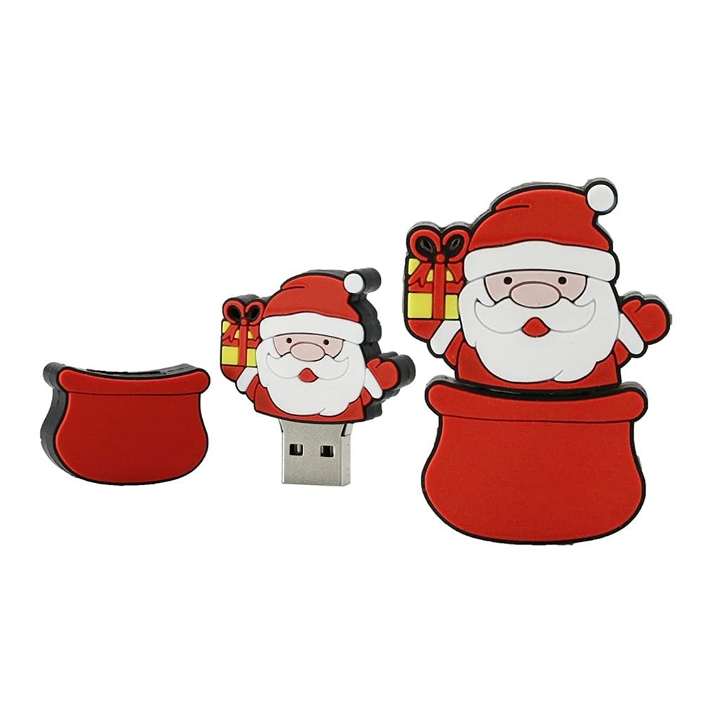 128GB Santa Claus Shape USB Flash Drive USB 2.0 Stick Flash Disk Thumb Drive U Disk Pen Drive USB 2.0 Stick PenDrive USB Drive Memory Stick External Storage USB Disk (Red)