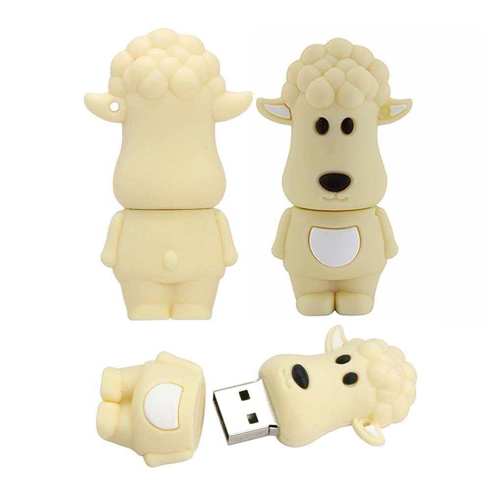 128GB Cartoon 12 Symbolic Animals USB Flash Drive U Disk USB 2.0 Data USB Flash Disk Memory Stick Pen Drive Storage Device USB Drive External Storage Flash Disk USB Disk (Sheep)