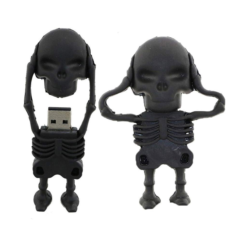 16GB Human Skeleton Shape USB 2.0 Flash Drive USB Stick Memory Stick USB Drive Flash Disk Thumb Drive Data Storage External Storage U Disk Flash Memory (Black)