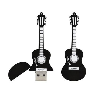 128GB Guitar Shape USB Stick USB 2.0 Flash Drives Storage Thumb Drive Memory Stick U Disk USB Drive PenDrive with Chain (Black)