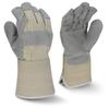 Side Split Gray Cowhide Leather Glove with Gauntlet Cuff view 1