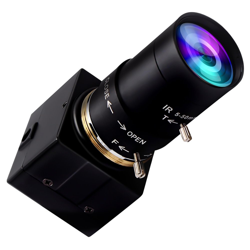 1080P USB Camera with Microphone Manual Zoom 2.8-12mm Webcam Variable Focus PC Camera H.264 Mini UVC USB2.0 USB with Camera for Computer Audio Video Close-up Camera Varifocal Lens Web Camera