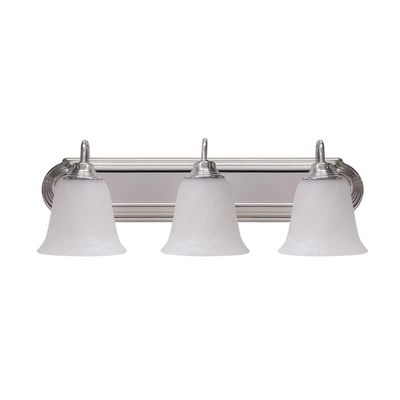 Euri Lighting EIN-VL20SL-1030e 3 Light 24 Inch Silver Integrated LED, Dimmable Vanity Fixture, Alabaster Glass, 28 Watts, 2000 Lumens, 3000K Soft White, Energy Star (Pack of 1)
