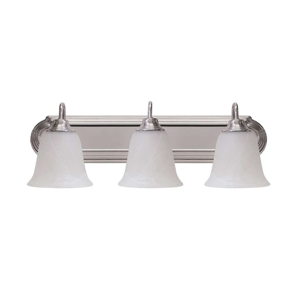Euri Lighting EIN-VL20SL-1030e 3 Light 24 Inch Silver Integrated LED, Dimmable Vanity Fixture, Alabaster Glass, 28 Watts, 2000 Lumens, 3000K Soft White, Energy Star (Pack of 1)