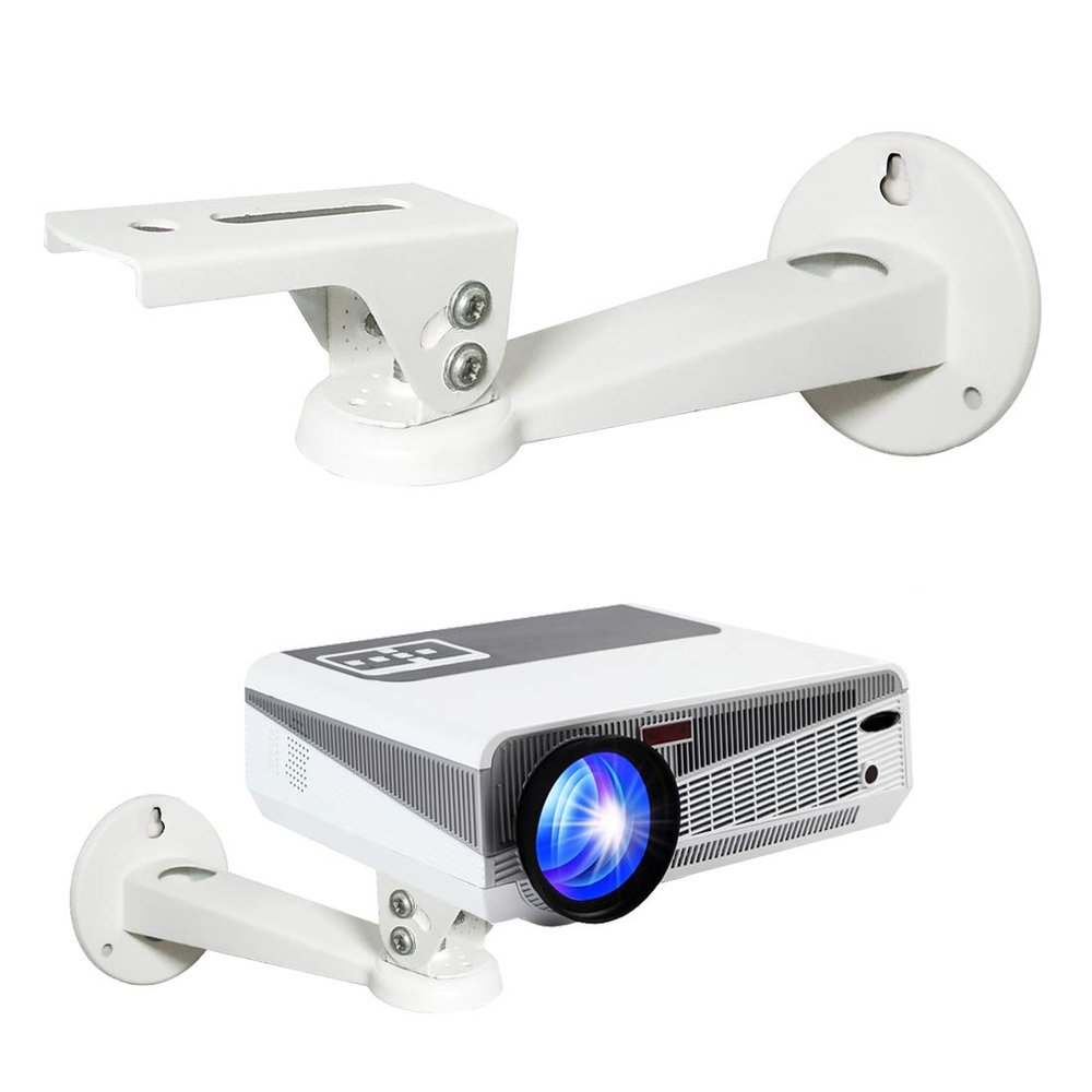 2-Be-Best Projector Wall Mount, Angle Adjustable Projectors Mounts for Mini Projectors, Projector Mount for Wall with Load 11 lbs Length 7.9" 1/4" Mounting Screw White