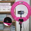 Yidoblo Ring Light Kit [Upgraded Version-1.8cm Ultra Slim]-18 inches,3200-5600K,Dimmable LED Ring Light with Light Stand, Phone Clip,Hot Shoe Adapter for Portrait Makeup Video Shooting (S Rose red) view 3