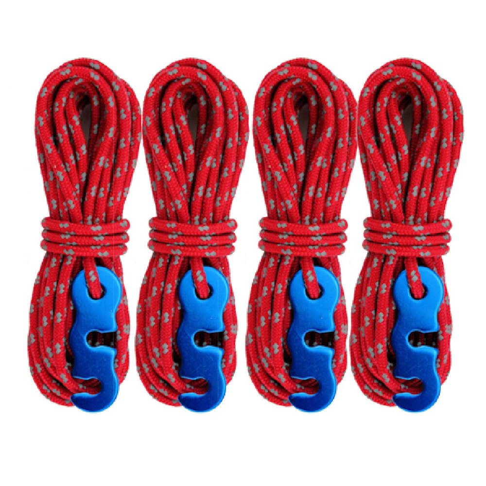 Azarxis Reflective Cord Pack, Tent Guyline Rope High-Strength Lightweight 13ft per Piece with Aluminum Cord Adjuster for Tying Down Tarps, Camping Tent, Outdoor Packaging (Red - 4 Pack - 3mm)