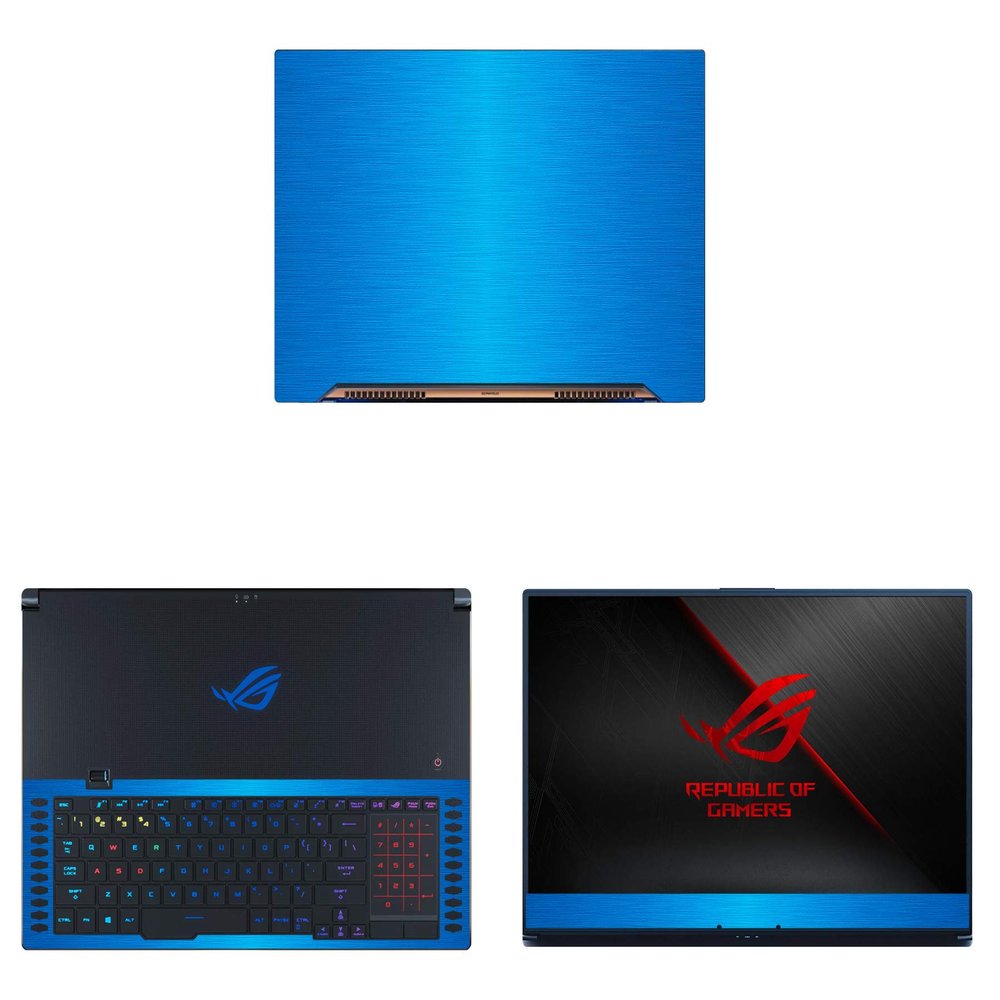 Decalrus - Protective Decal for Asus ROG Zephyrus S GX701GX (17" Screen) Laptop LITE Blue Texture Brushed Aluminum Skin case Cover wrap BAasusZephyrusGX701LiteBlue