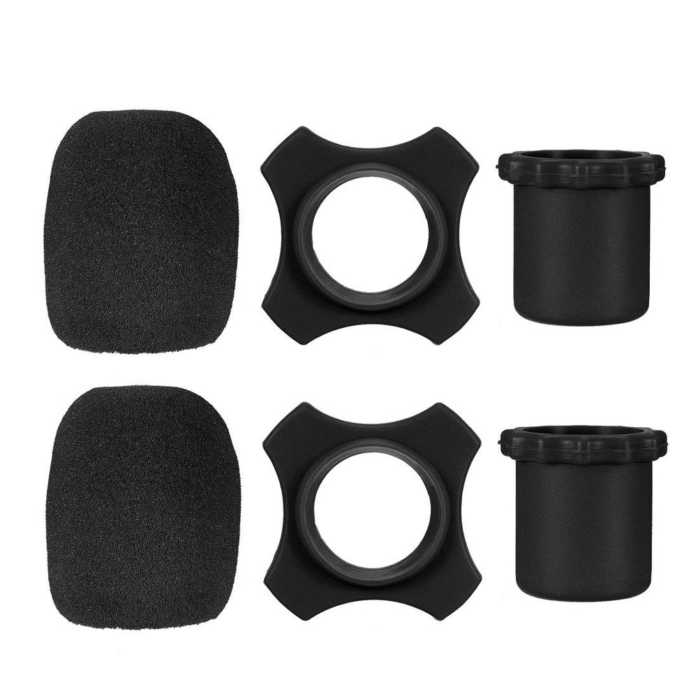 uxcell 2PCS Handheld Microphone Protective Kit Black Anti-Rolling Slip Holder + Sponge Foam Mic Cover + Bottom Rod Sleeve Holder