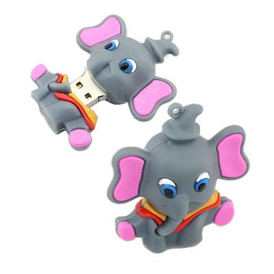 128GB Elephant Shape USB Sticks USB2.0 Flash Drive Thumb Drive USB Drive Memory Stick USB Stick Flash Disk with Chain (Gray)