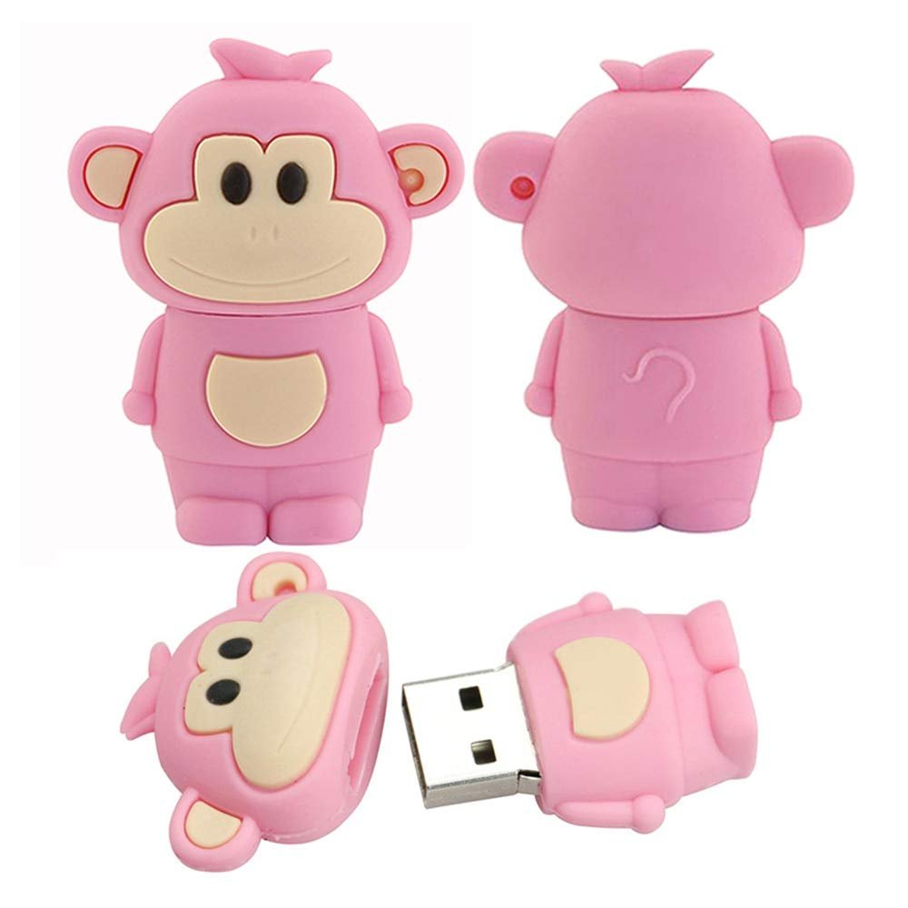 16GB Cartoon 12 Symbolic Animals USB Flash Drive U Disk USB 2.0 Data USB Flash Disk Memory Stick Pen Drive Storage Device USB Drive External Storage Flash Disk USB Disk (Monkey)