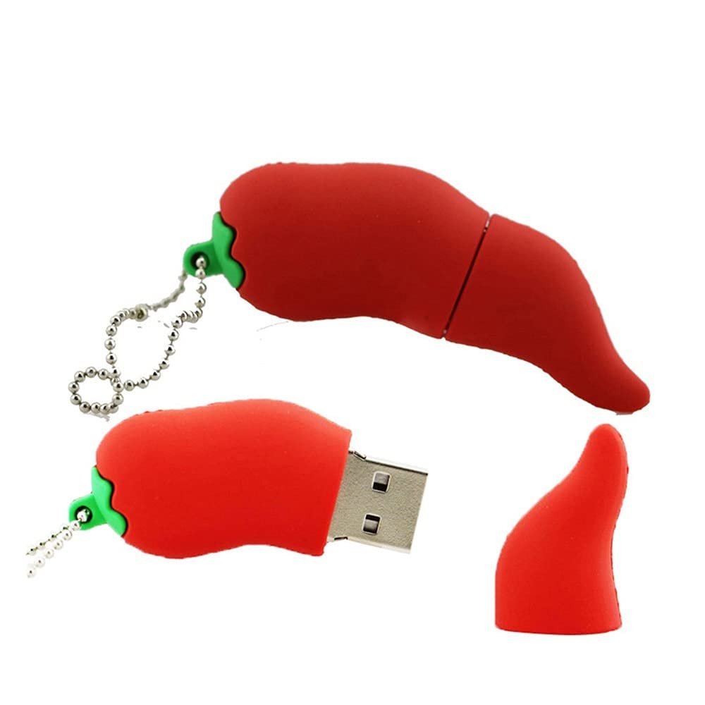 128GB Chili Shape USB Flash Drive USB 2.0 Memory Stick U Disk PenDrive Thumb Drive USB Drive Flash Disk USB Stick (Red)