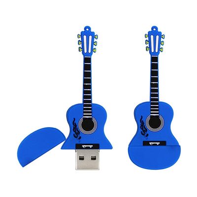 8GB Guitar Shape USB Stick USB 2.0 Flash Drives Storage Thumb Drive Memory Stick U Disk USB Drive PenDrive with Chain (Blue)