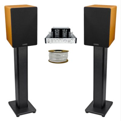 Rockville BluTube Bundle: 70w Tube Amplifier w/Bluetooth, (2) 6.5 in Wood 400w Home Theater Bookshelf Speakers, (2) 36 in Wood Speaker Stands, 100ft 14G CL2 CCA Speaker Wire, 6-Items