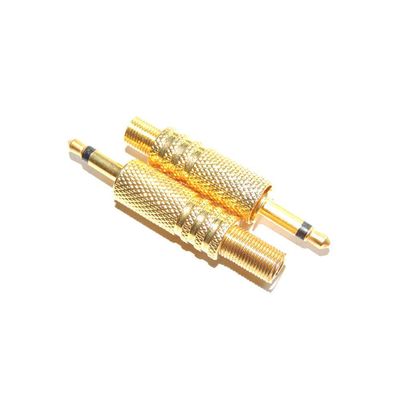 100 pcs Gold 1/8 3.5mm Mono Male Plug Audio Connector DIY Soldering Spring Adapter