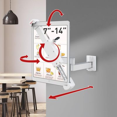 Barkan Lockable Tablet Mount Holder for 7 - 14 inch Devices, Anti-Theft, Full Motion Articulating, 360 degree Rotation Bracket, fits Apple iPad / Air / Mini, Samsung Galaxy Tab, Fire HD 7 / 8 / 10