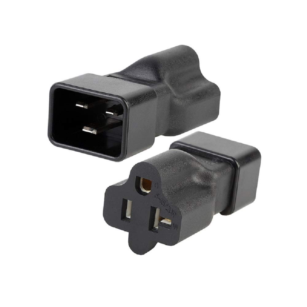 Toptekits C20 to 5-15R/5-20R Comb Power Converter Travel Plug Adapter,IEC320 C20 to US 3 Prong NEMA 5-15R & 5-20R IEC Y Splitter Electrical Adapter Dual IEC Split (C20 to 5-15/20R)
