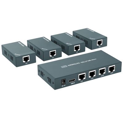 AAO HDMI Extender Splitter 1x4, 1080P@60Hz, Extending 165ft (50m) Length Transmission Over CAT5e/CAT6/CAT7 Cable, 4 Channel Transmission, 1 Power Adapter