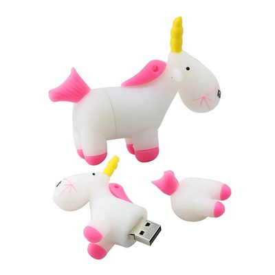 128GB Unicorn Shape USB 2.0 Memory Stick USB Flash Drives Thumb Flash Drives USB Stick Flash Disk USB Drive with Chain (White)