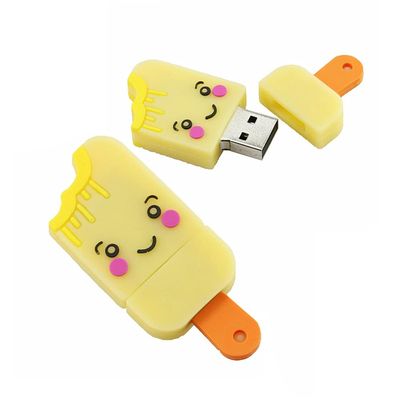 128GB Ice Cream Shape USB 2.0 Flash Drive PenDrive U Disk Memory Stick External Storage Pen Drive USB Flash Disk Thumb Drive USB Drive Flash Memory with Chain (Yellow)