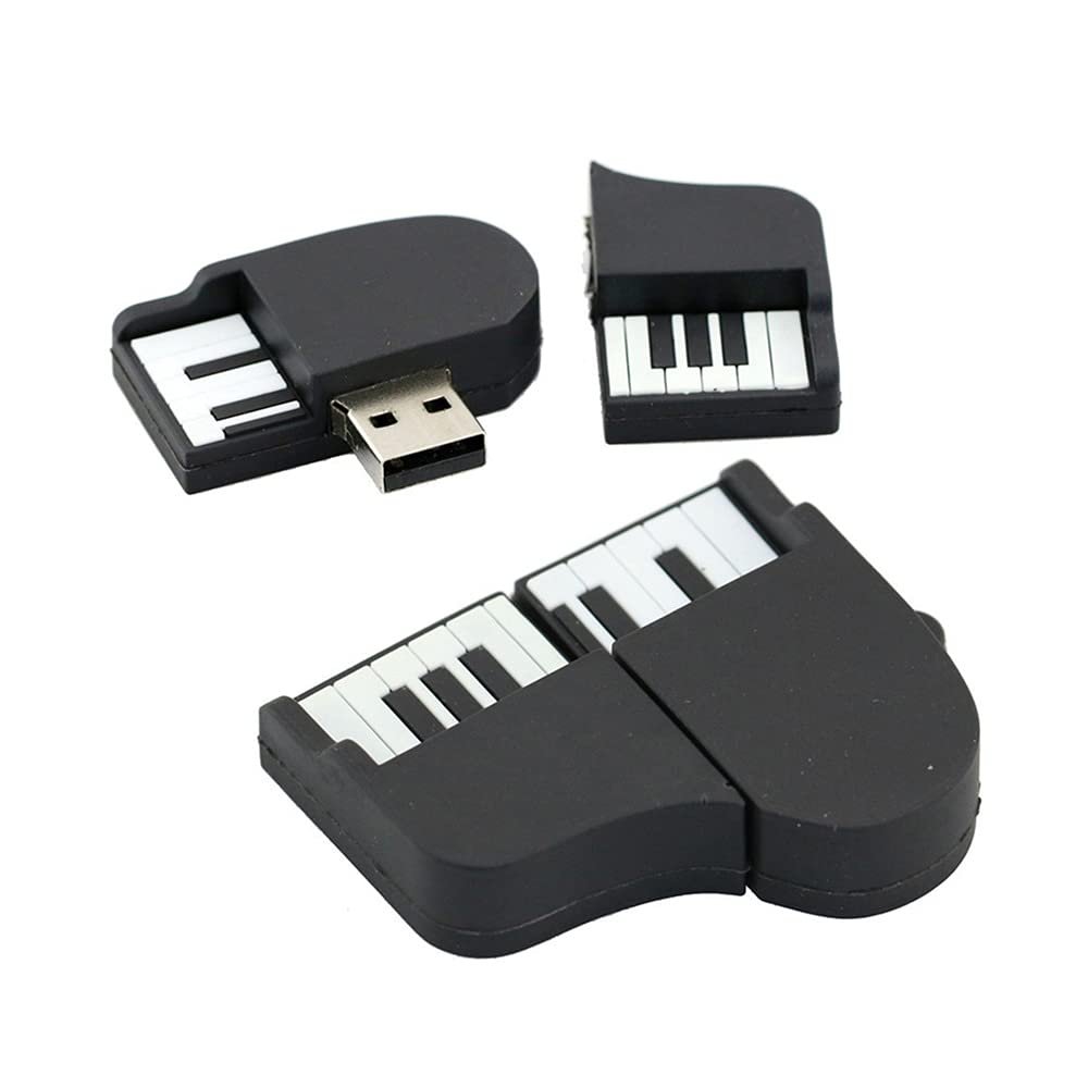 128GB Piano Shape USB 2.0 Flash Drive PenDrive U Disk Memory Stick External Storage Pen Drive USB Flash Disk Thumb Drive USB Drive Flash Memory with Chain (Black)