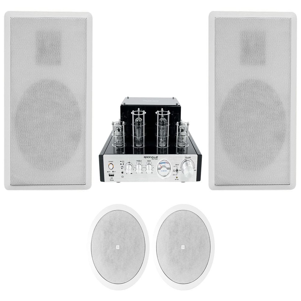 Tube Amplifier Home Theater Receiver+(2) JBL Ceiling+(2) Rockville Wall Speakers