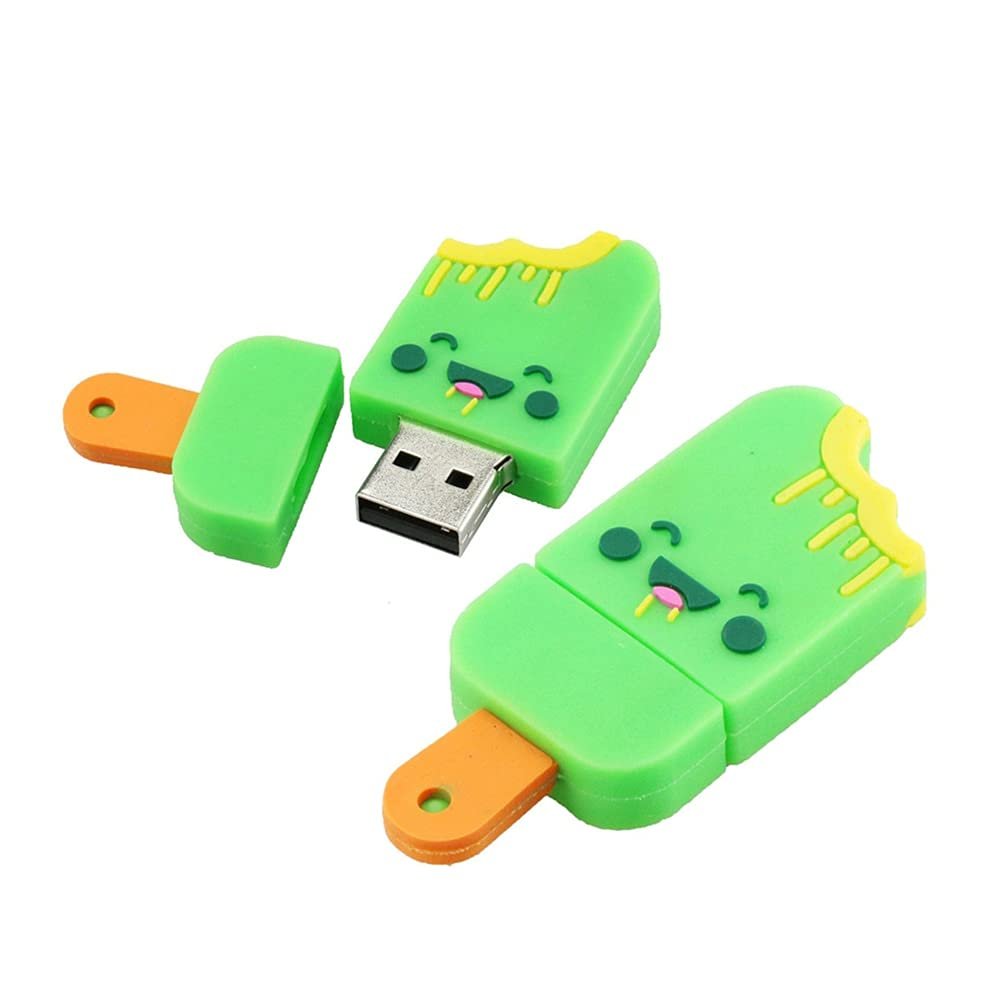 32GB Ice Cream Shape USB 2.0 Flash Drive PenDrive U Disk Memory Stick External Storage Pen Drive USB Flash Disk Thumb Drive USB Drive Flash Memory with Chain (Green)