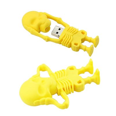 128GB Human Skeleton Shape USB 2.0 Flash Drive USB Stick Memory Stick USB Drive Flash Disk Thumb Drive Data Storage External Storage U Disk Flash Memory (Yellow)