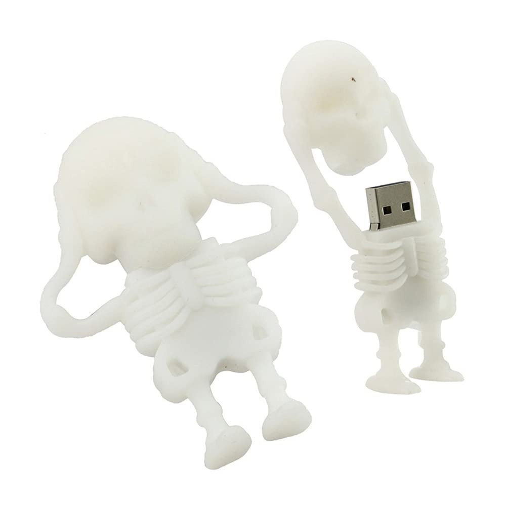 16GB Human Skeleton Shape USB 2.0 Flash Drive USB Stick Memory Stick USB Drive Flash Disk Thumb Drive Data Storage External Storage U Disk Flash Memory (White)
