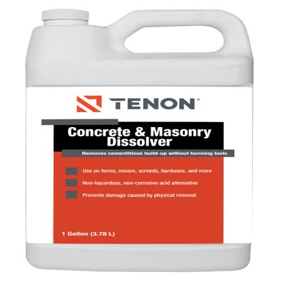 Tenon Concrete & Masonry Dissolver - Remove Concrete, Cement, Mortar, Grout, Stucco, and Masonry from Tools, Mixers, Wood, Plastic, and Aluminum, Ready-to-Use, Biodegradable, Non-Toxic (1 Gallon)
