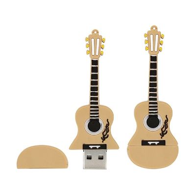 128GB Guitar Shape USB Stick USB 2.0 Flash Drives Storage Thumb Drive Memory Stick U Disk USB Drive PenDrive with Chain (Light Brown)