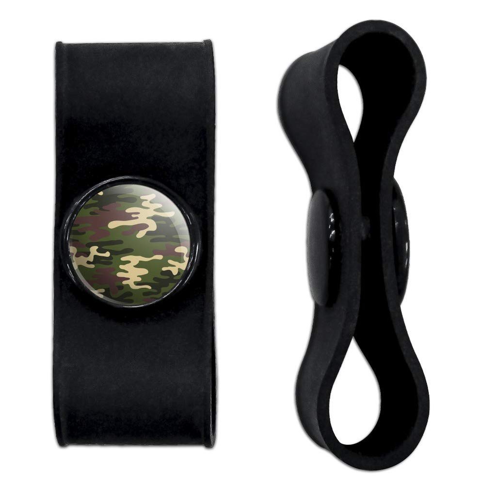 GRAPHICS & MORE Green Camouflage Headphone Earbud Cord Wrap - Charging Cable Manager - Wire Organizer Set of 2 - White