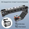 R005 Camera Top Handle Camera Top Cheese Handle Grip Universal Video Stabilizing Rig W 3 Cold Shoe Adapters to Mount Microphone, LED Light, Monitor, Easy Low Angle Shoots Metal view 4