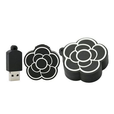 16GB Rose Shape USB 2.0 Flash Drive Memory Stick USB Flash Disk Pen Drive Thumb Drive USB Stick U Drive U Disk Flash Disk with Chain (Black)