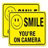 (2 Pack) Faittoo Smile You're On Camera Sign, Reflective 10x7 Rust Free .40 Aluminum, UV Protected, Weather Resistant, Durable Ink, Indoor & Outdoor Use for Home Business CCTV Security Camera view 1