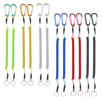 BB Hapeayou Fishing Lanyard (12pcs) Heavy Duty Retractable Coiled Tether with Carabiner for Pliers, Boating, Tools (Multicolor)