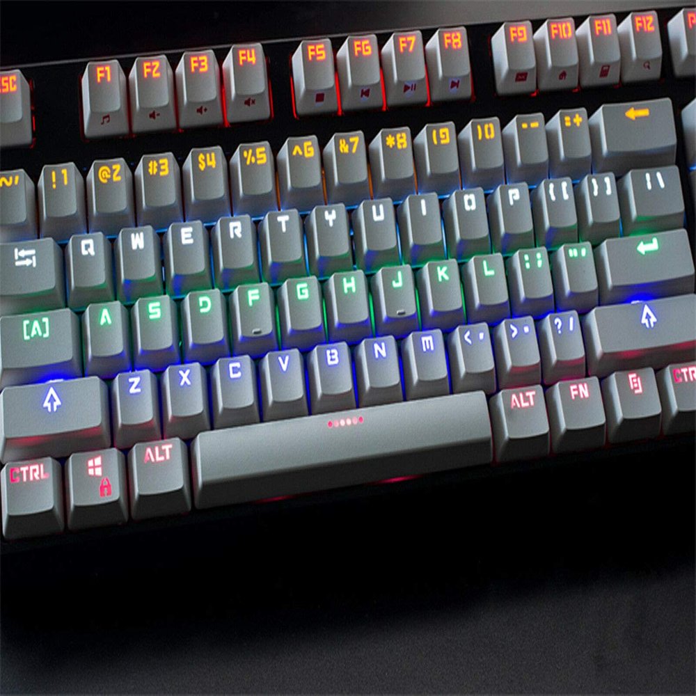 104 Keys Black White Doubleshot Backlit Keycap Key caps ANSI Layout OEM Profile for Cherry MX Mechanical Keyboard Gaming (White)